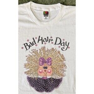 Vintage Bad Hair Day Tee XL USA Made Fruit of the Loom Shirt Retro